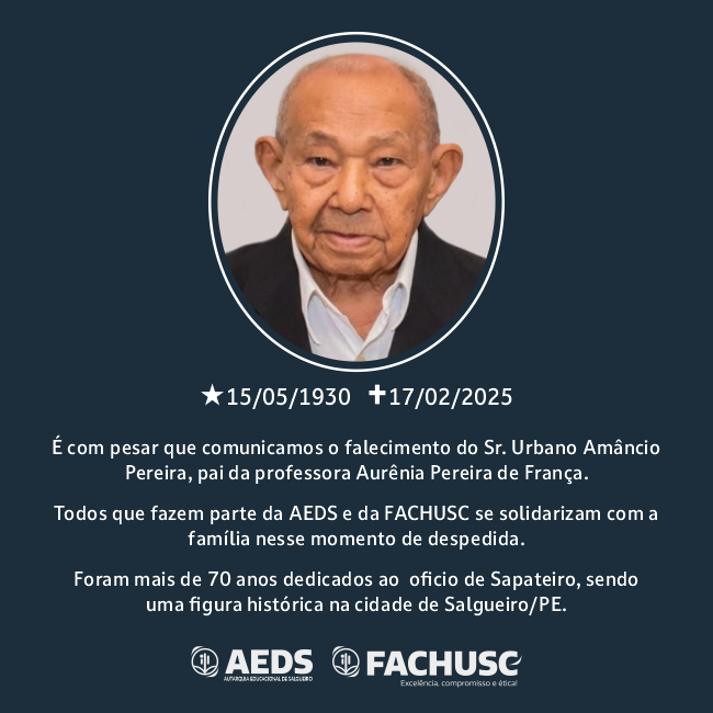 Comando Comunicado de falecimento do Sr. Urbano Amâncio Pereira.