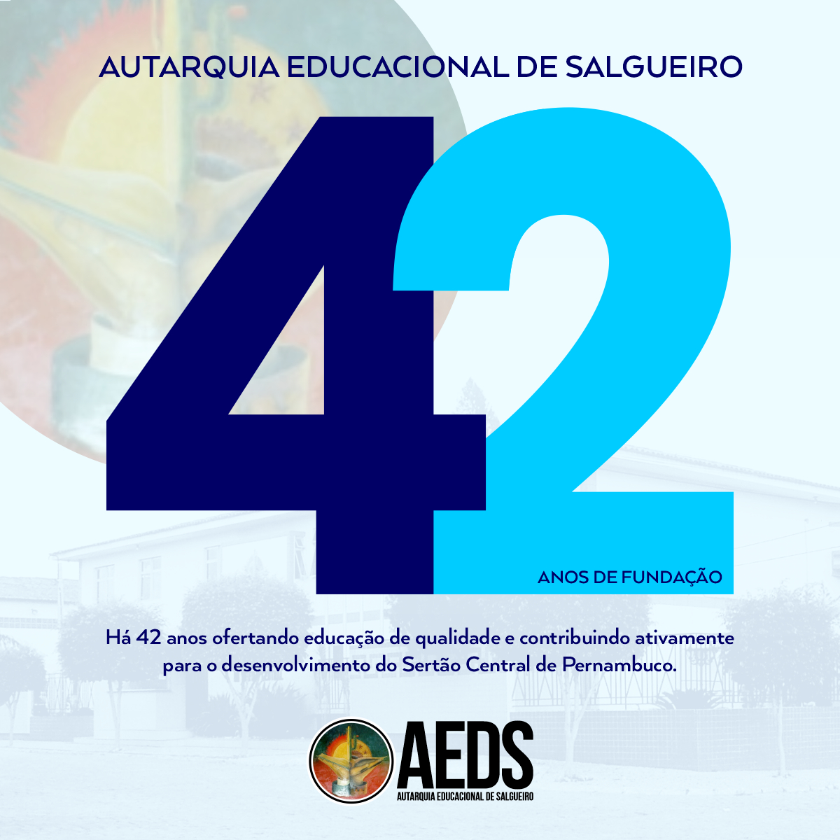 Imagem com texto: Autarquia Educacional de Salgueiro - 40 anos de fundação
