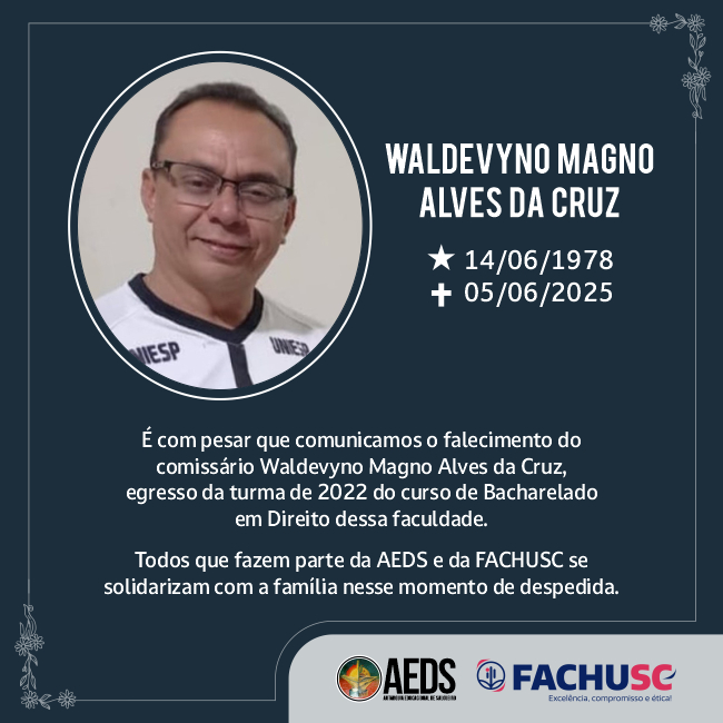 Comando para notícia - Nota de Pesar pelo falecimento de Waldevyno Magno Alves da Cruz.