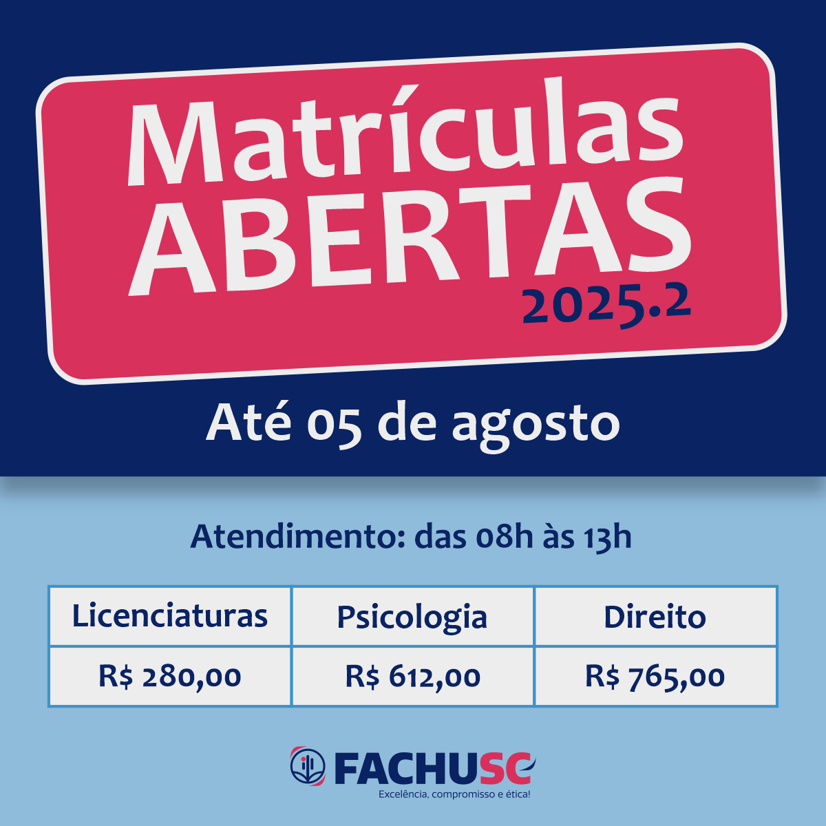 Matrículas abertas - 2025.2