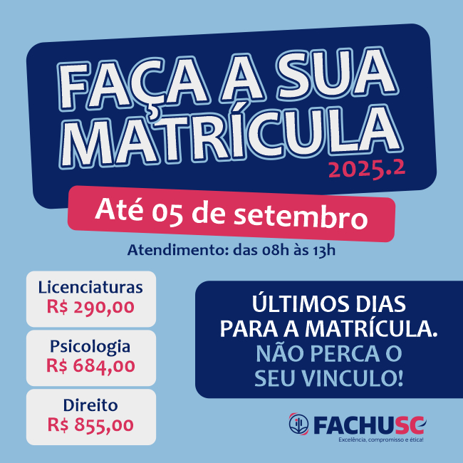 Comando para Matrículas abertas - 2025.2 - Até 05/09/2025.