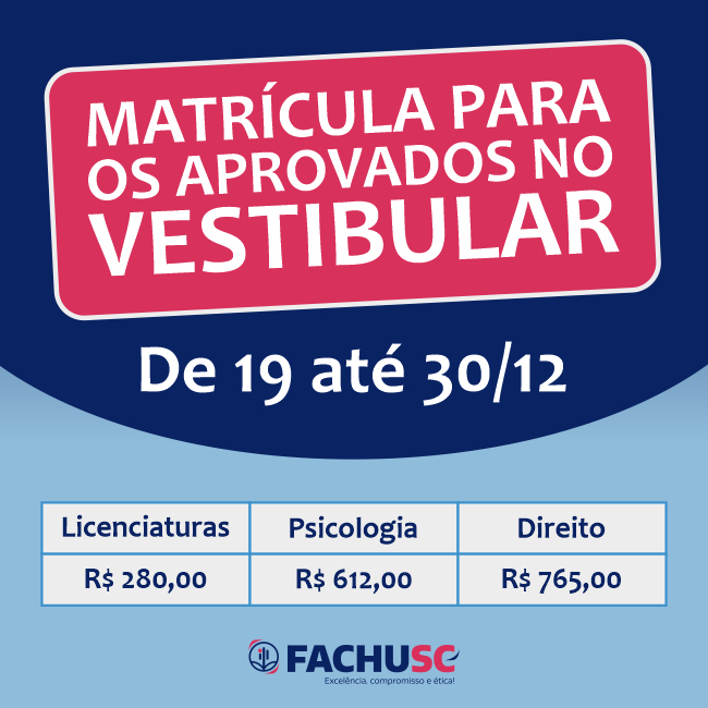 Comando para notícia - Matrícula para os aprovados no vestibular 2026.1