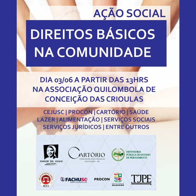 Comando para notícia - Ação Social Direitos Básicos na Comunidade leva serviços gratuitos à Conceição das Crioulas.