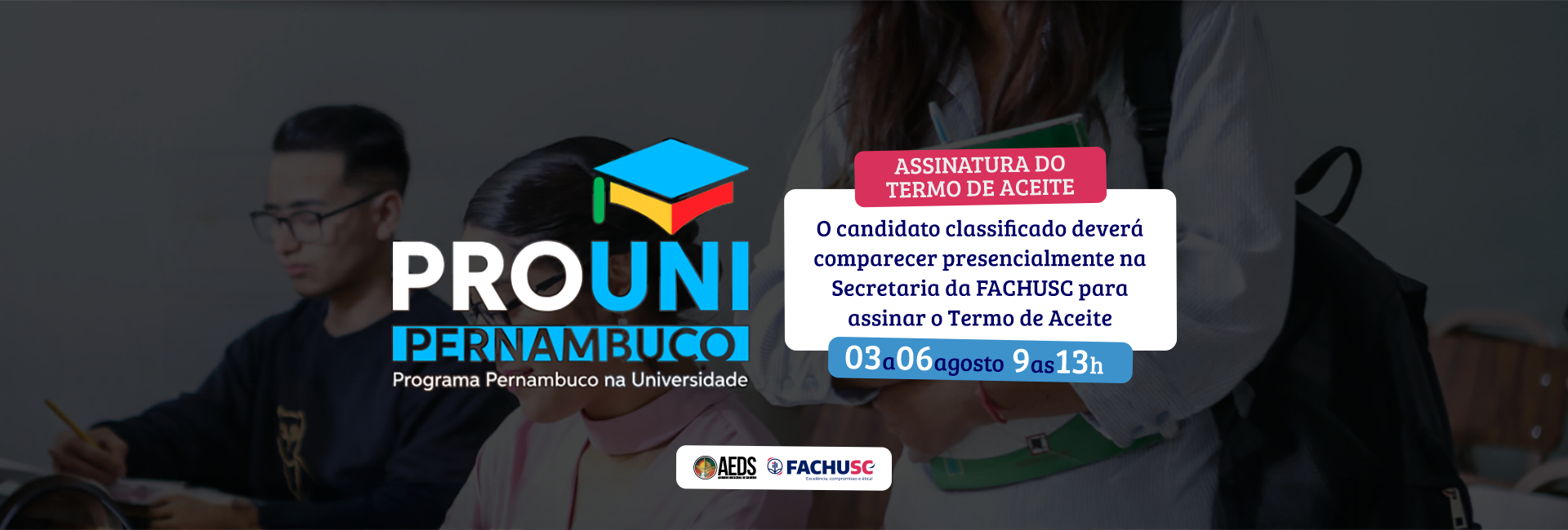 Comando para notícia - PROUNI-PE-2026.2 - PROUNI-PE-2026 - Assinatura do Termo de Aceite.